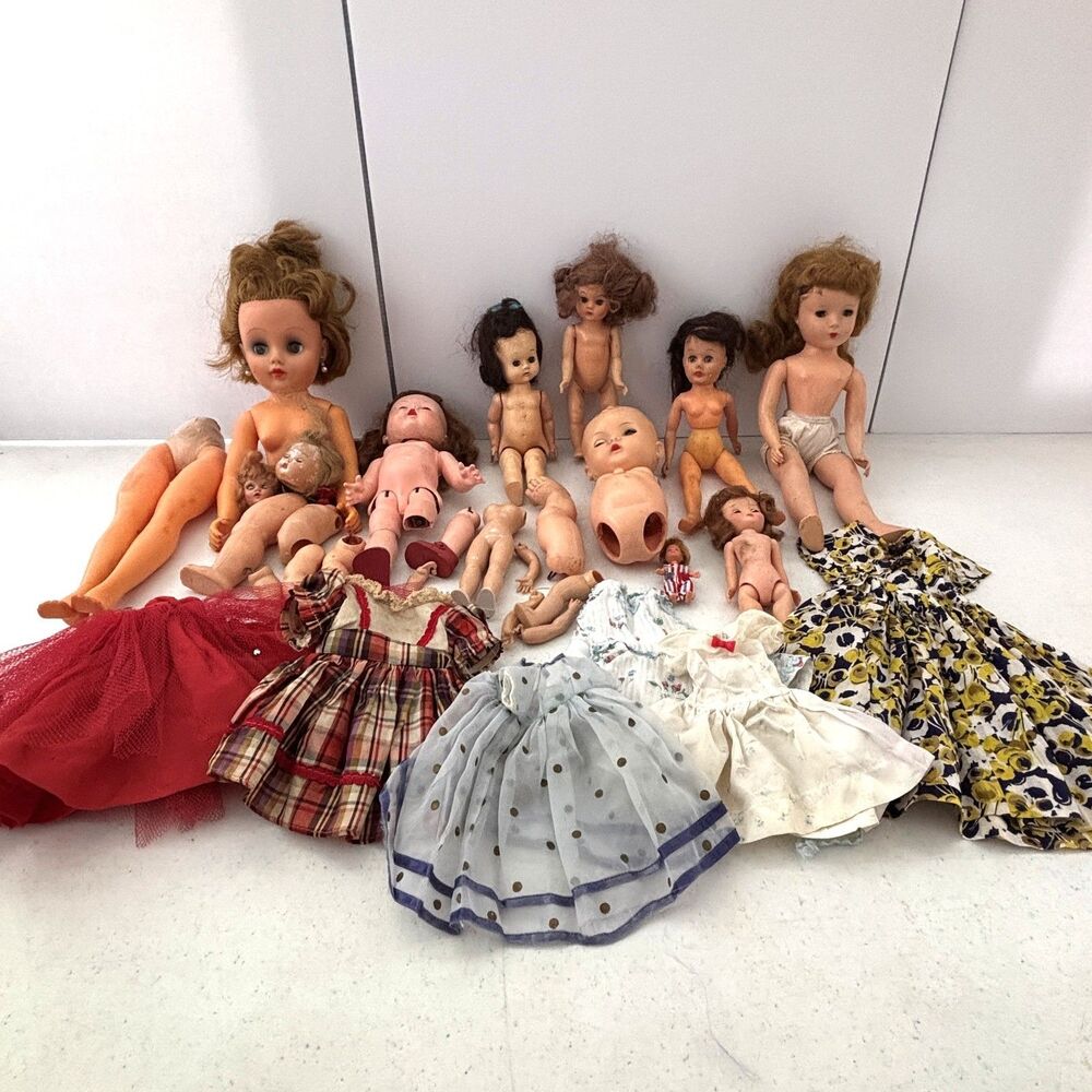 Large Lot Vintage Composition Plastic Project Dolls Parts Repair Restore As Is